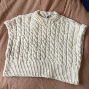 Zara cream white cable-knit sweater vest
